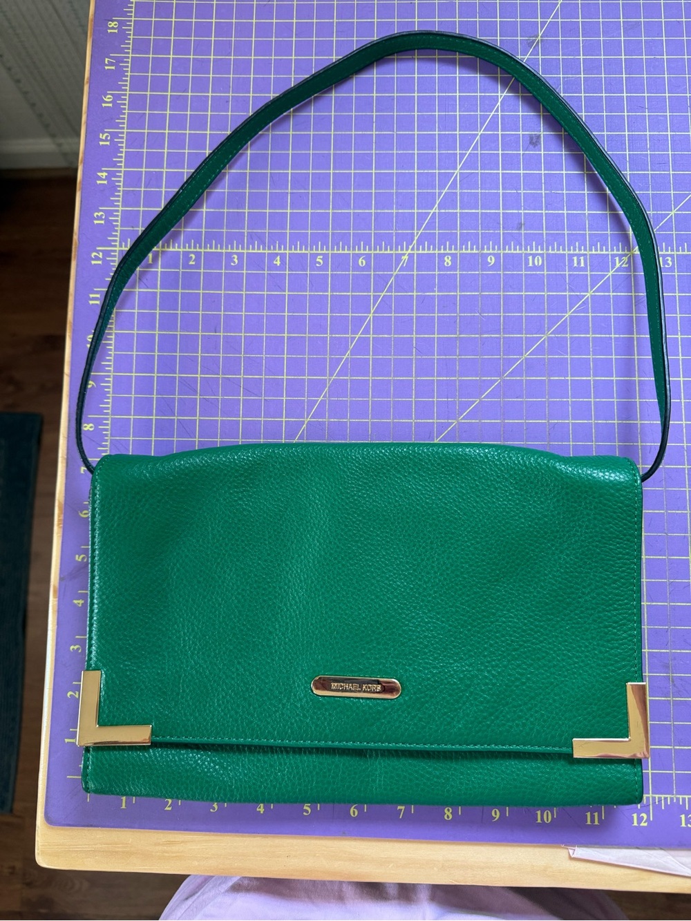 Michael Kors Kelly green leather bag